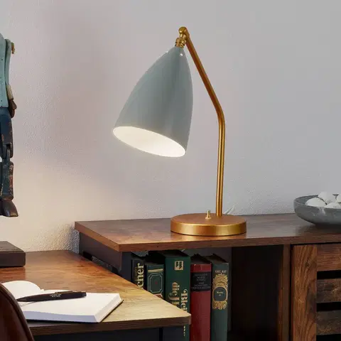Stolní lampy kancelářské GUBI GUBI Gräshoppa stolní lampa, modrošedá