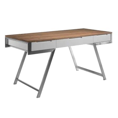 Stylové a luxusní pracovní a psací stoly Estila Luxusní psací stůl Urbano ze dřeva se stříbrnými nožičkami 160cm