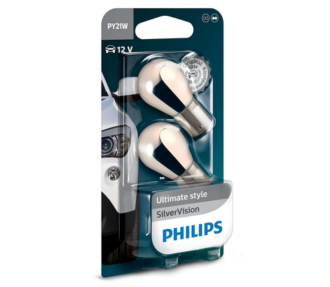 Žárovky Philips SADA 2x Autožárovka Philips SILVER VISION 12496SVB2 PY21W BAU15s/21W/12V 