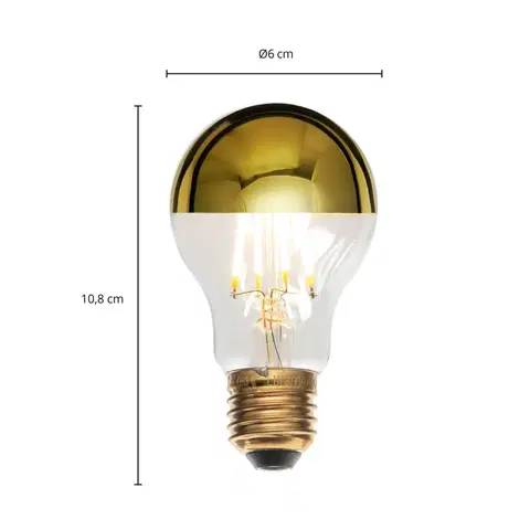 Stmívatelné LED žárovky Lucande E27 3,5W LED zrcadlená žárovka A60 2700K zlatá 2k